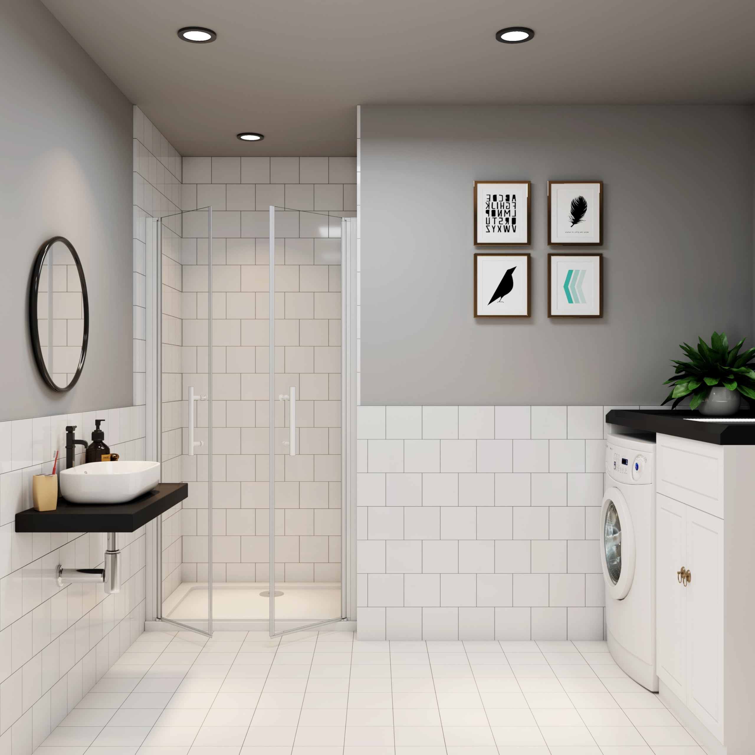 Porte de douche blanc 110cm Installation en niche porte de douche battante Hauteur 180cm en verre transparent et anticalcaire