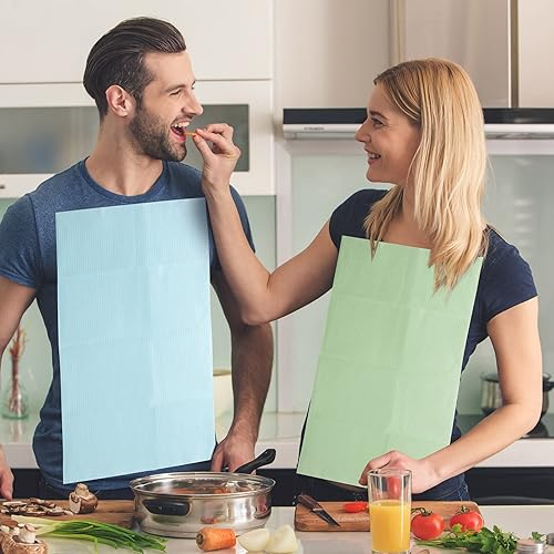 Miniatura 7 de Woanger 100 Pcs Disposable Adult Bibs for Eating 3 Ply Waterproof Bib Adhesive Tab Napkins for Elderly Home Care Personal Use Patients Dentist Nail