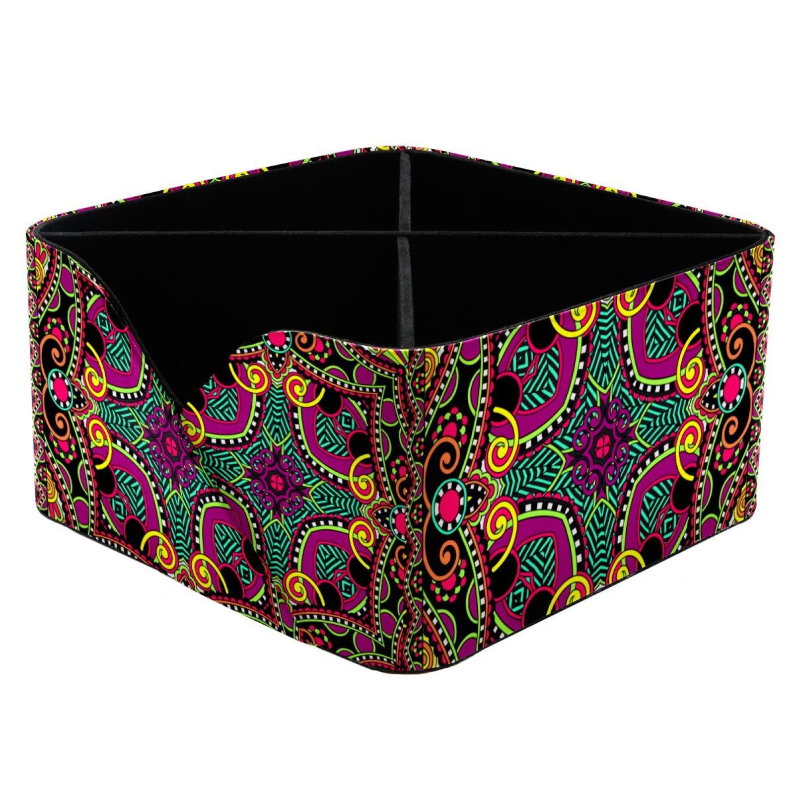 Organiseur de bureau carré mandala à 4 compartiments pour crayons et fournitures