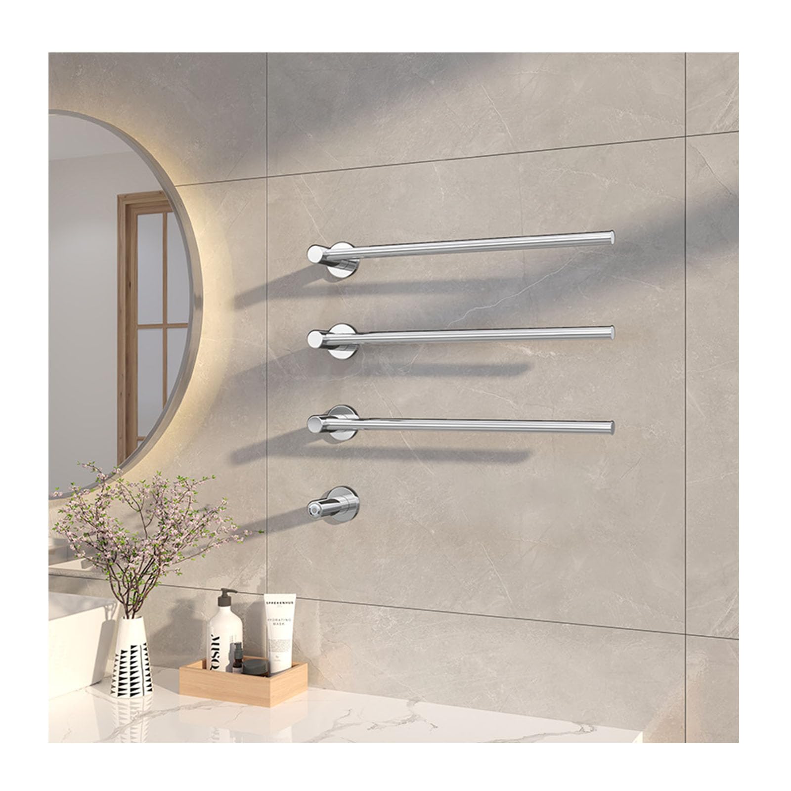 Toallero eléctrico de acero inoxidable 304 gris con termostato de pared