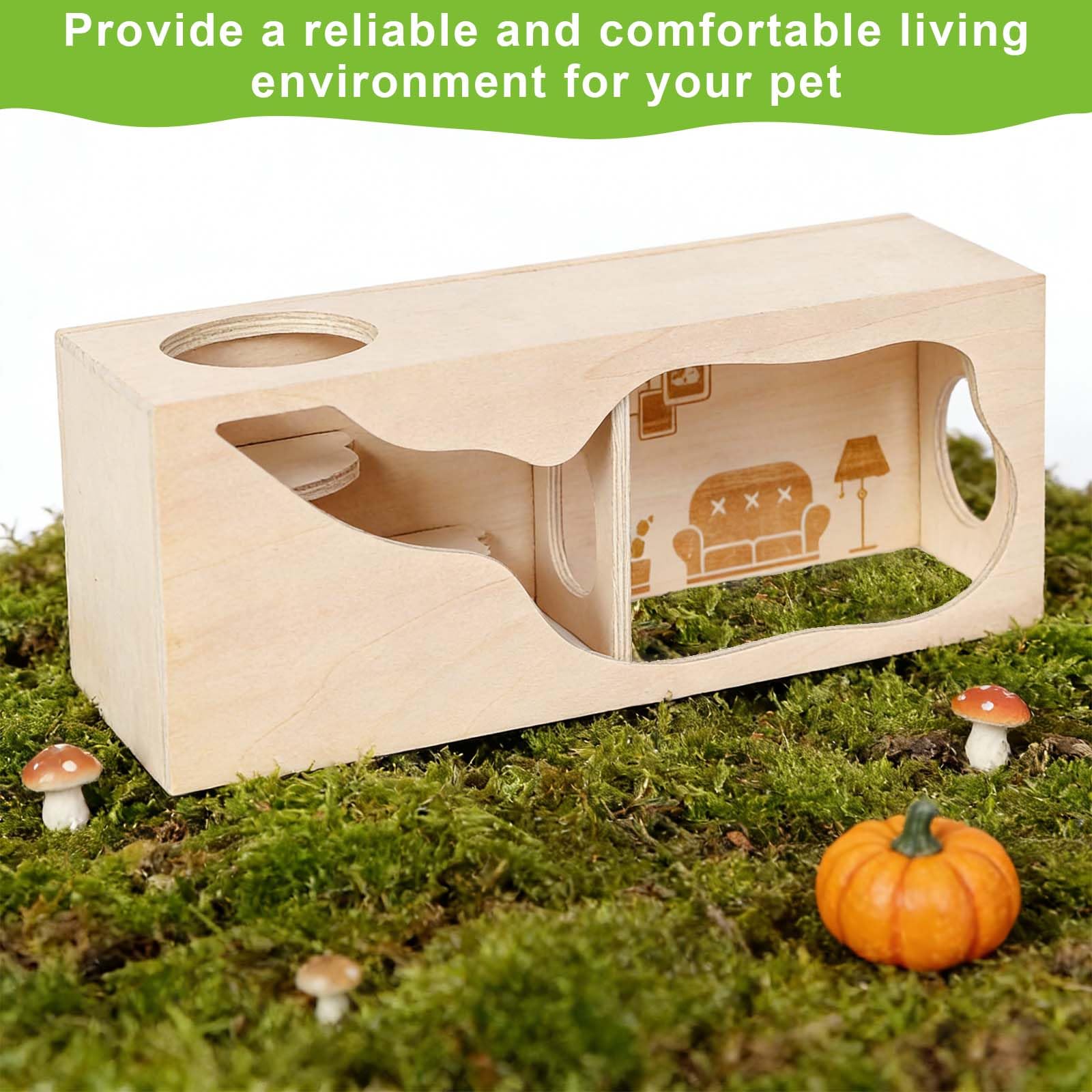 Maison à Hamster en Bois, Maison Cochon d'Inde Bois, Maison en Bois pour Hamster, Maison de Hamster pour Gerbilles, Maison Hamster, Convient aux Hamsters Nains, aux gerbilles et aux Souris.