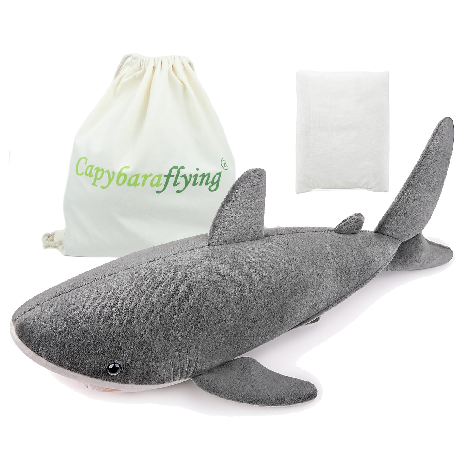 capybaraflying Weighted Whale Shark Plush Toy 21in, Simulation Shark Weighted Plush Toy Pillow,Microwavable Soft Stuffed Animal Cuddle Toy,Suitable for Bedroom, Living Room, Party Decoration. โ image 1