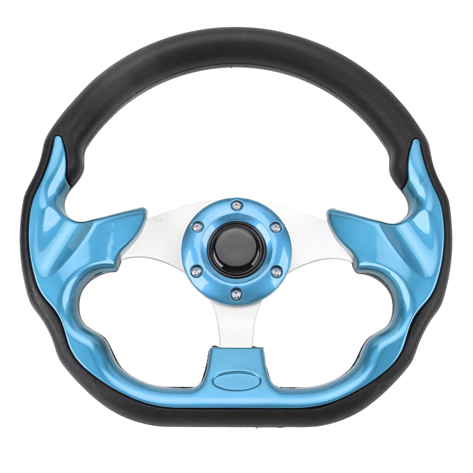 Elegante Volante per Auto Blu PU 13 Pollici - Impugnatura Migliorata, Ruota Sportiva Resistente all'impatto Facile Installazione Nei Veicoli (BLUE)