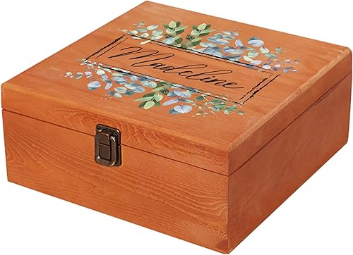 Caja de recuerdo personalizada con nombre, caja de almacenamiento decorativa de madera con tapas, caja de regalo de Navidad para mujeres y hombres,