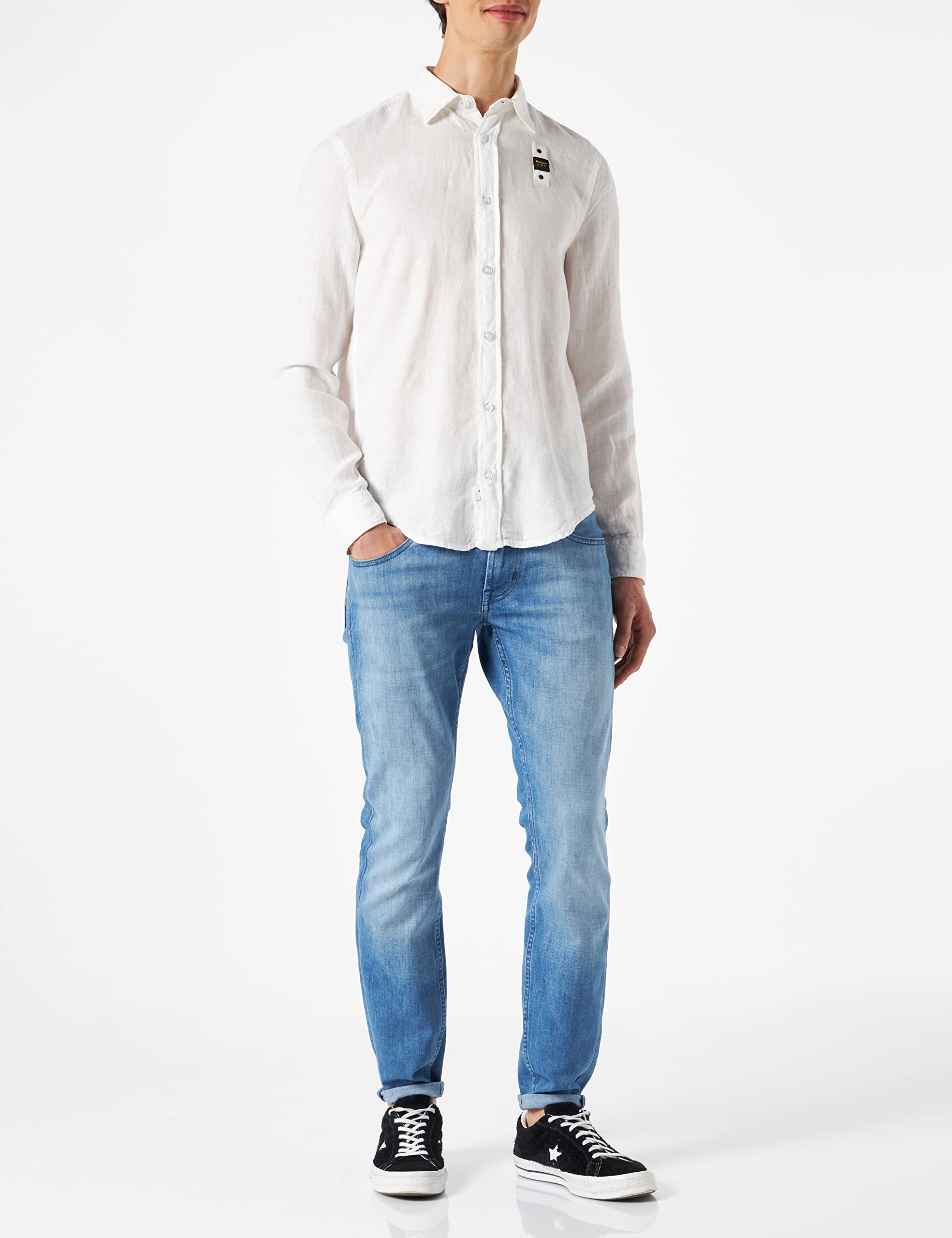 Blauer Camicia Manica Lunga Camisa para Hombre