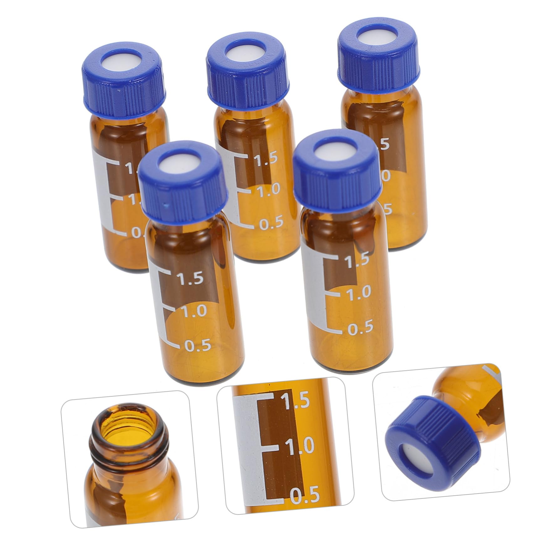 Fiale Campione in Vetro 2ml 100 Pezzi con Tappi e Pad