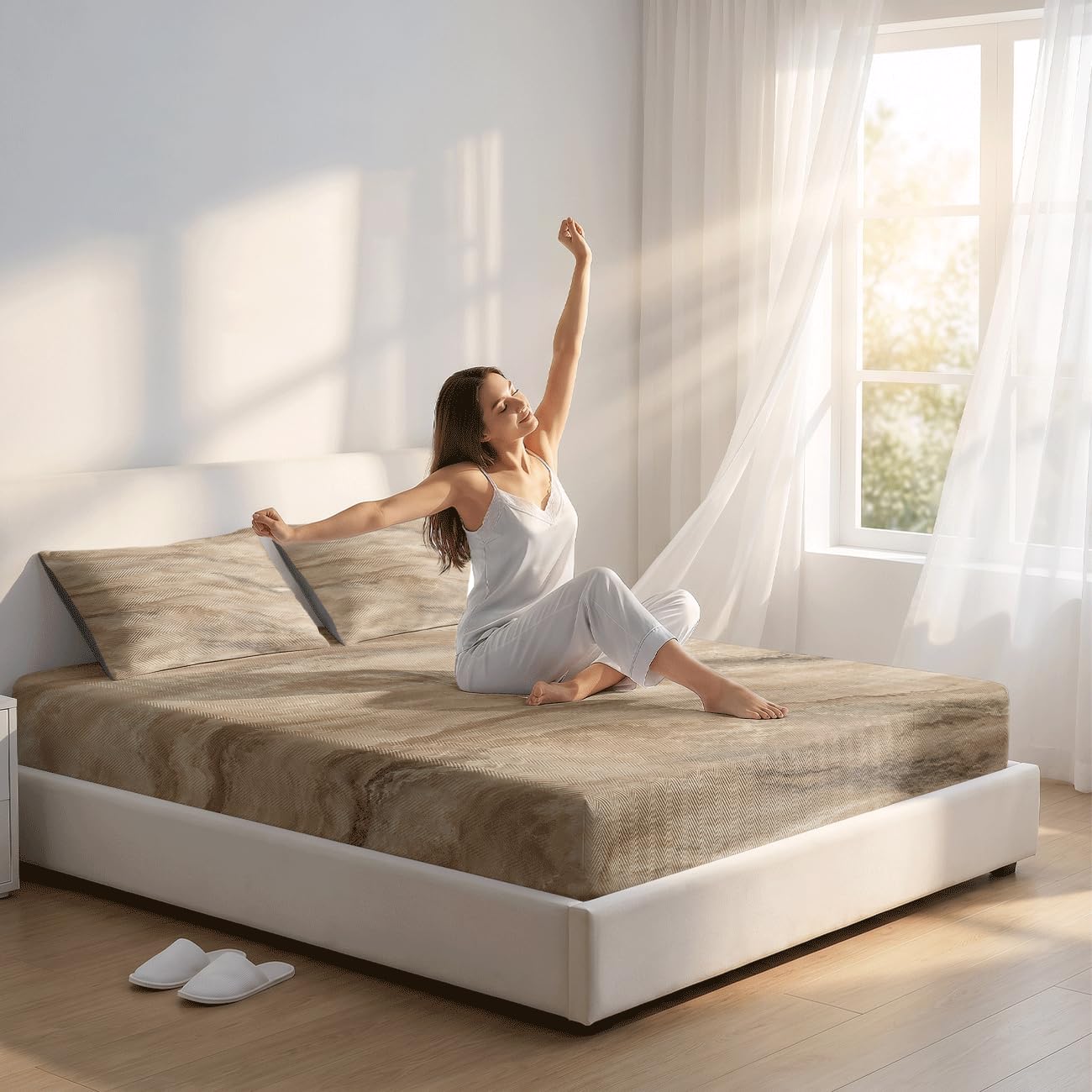 Lenzuolo Con Angoli Rinfrescante (Marmo d'oro 1,200x220cm)