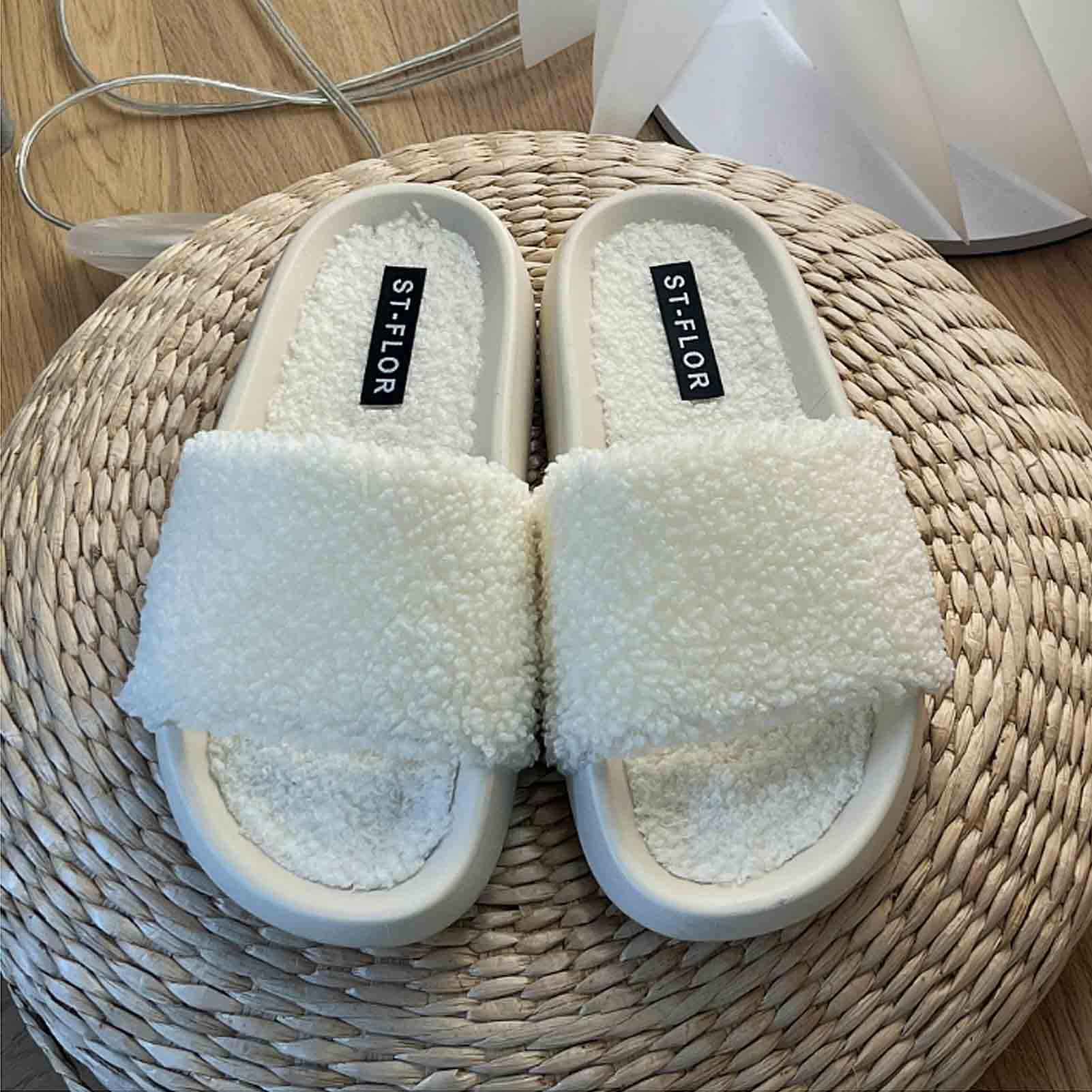 Chaussons slides lavables avec mousse mémoire de forme et bout ouvert anti-transpiration