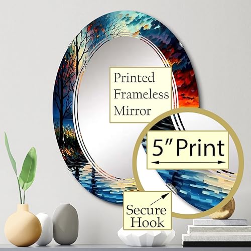 Miniatura 3 de Canoe On The Lake in The Fall - Espejo de tocador, espejos de baño, espejos de pared para sala de estar, dormitorio, espejo ovalado, grande, 20 x 30