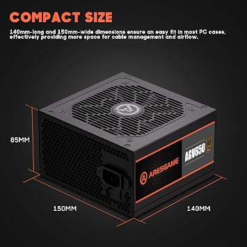 ARESGAME AGV Series 650W Power Supply, 80 Plus Bronze Certified, Non Modular Power Supply,