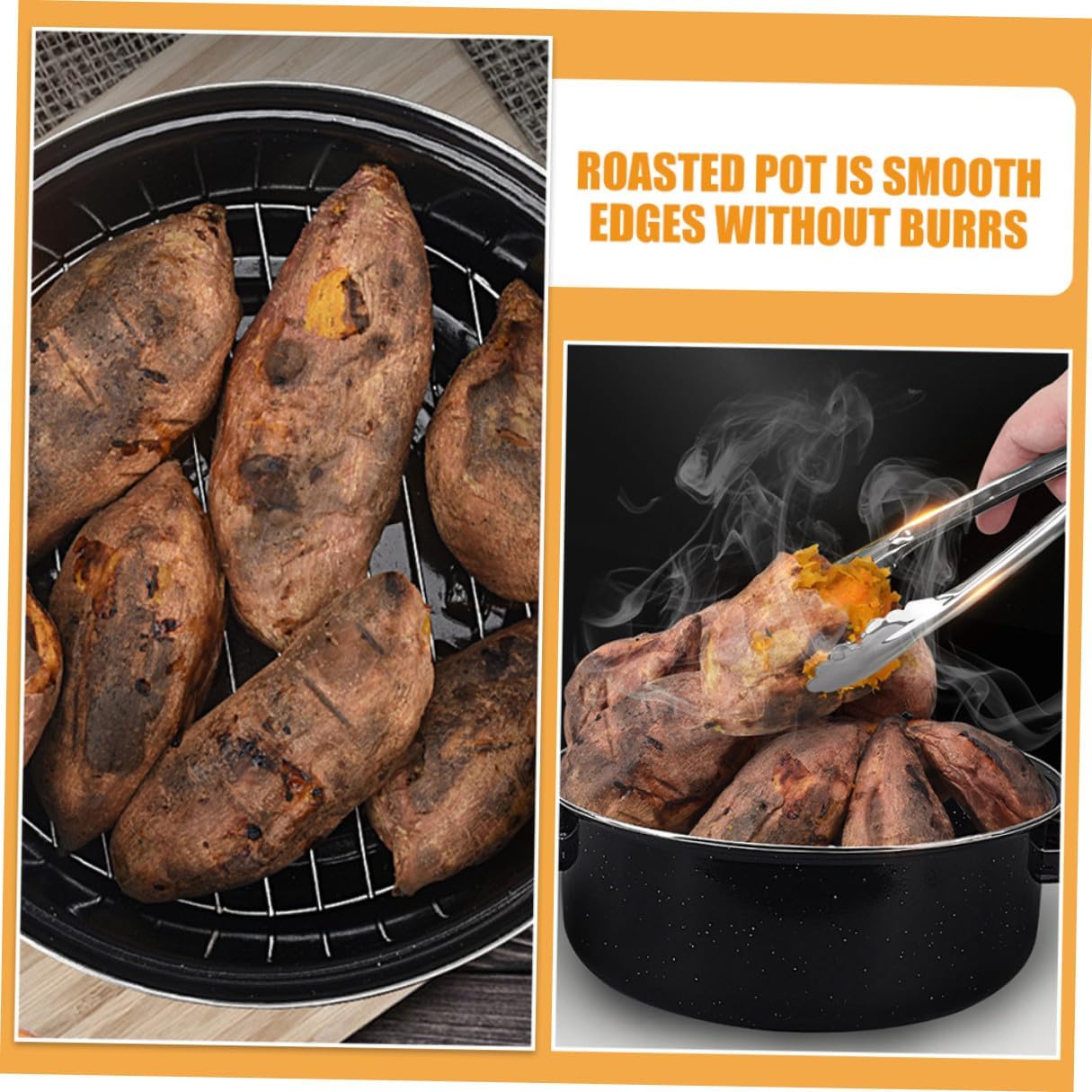 VICASKY Enamel Covered Roaster Pan Non-toxic Baking Dish for Sweet Potatoes Meats Vegetables Kitchen Cooking Accessory