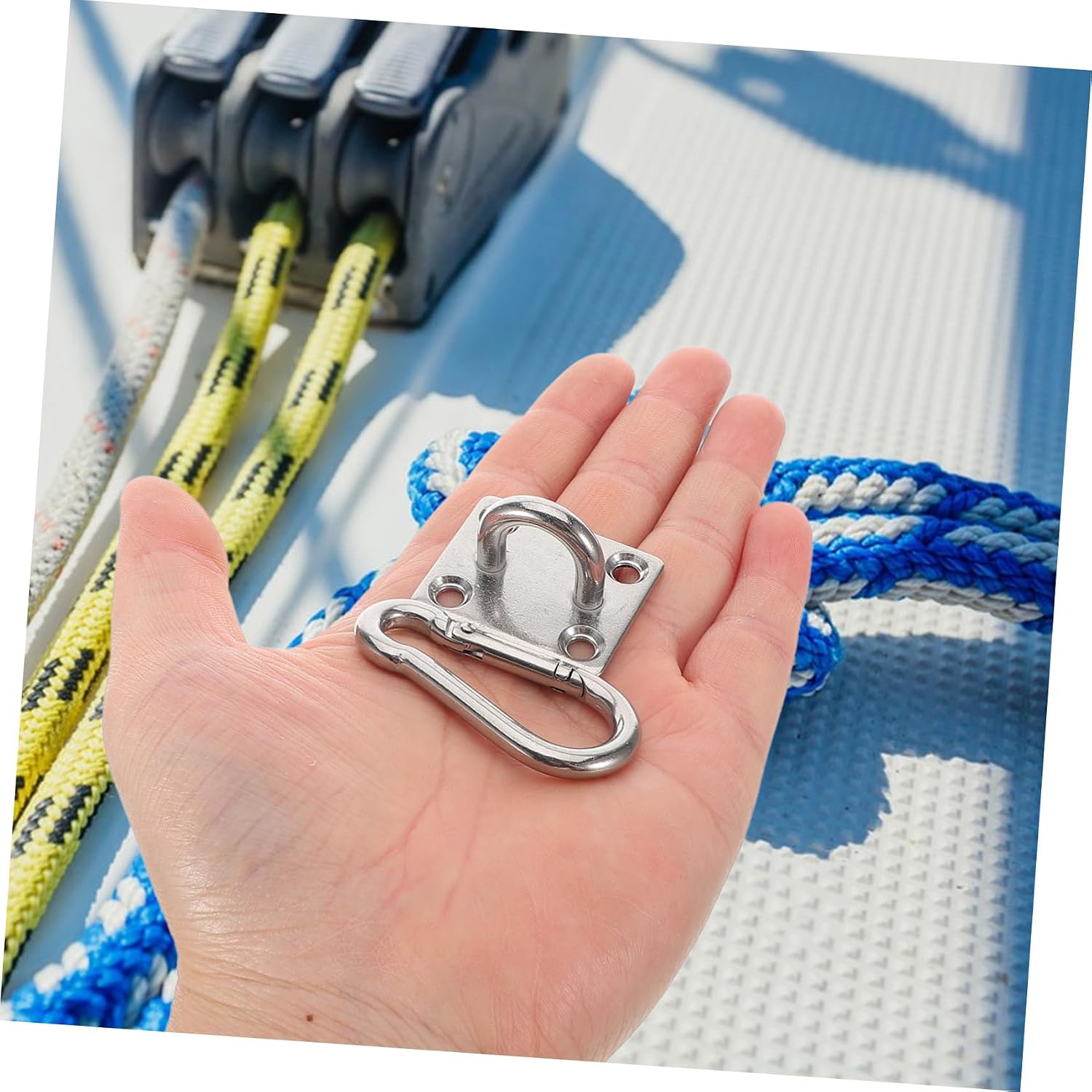 SUPVOX 1set Heavy Duty Stainless Steel Pad Versatile Hanging Hardware for Indoor and Outdoor Use Wall Mount Hook with Screw for Boats and Docks