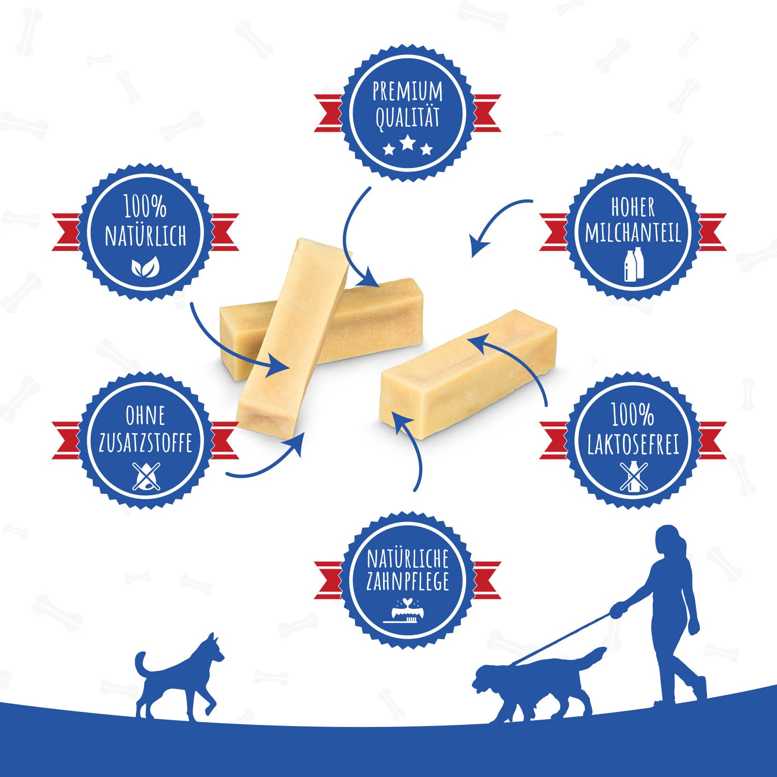 Os à mâcher au Fromage pour Chiens, Délicieux goût de Fromage - 100% Naturel - Soin Dentaire Optimal (très Gros Chiens, 3 pièces)