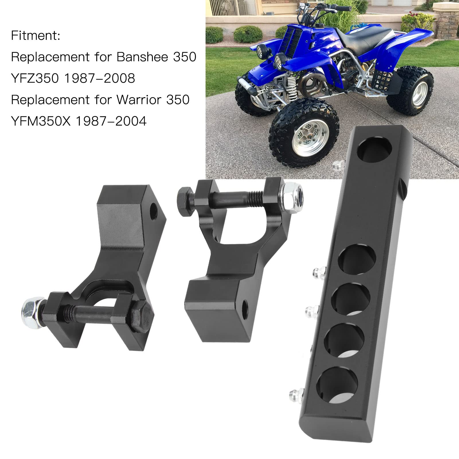 Kit D'abaissement Avant Arrière ATV, Kit D'abaissement Avant Arrière Réglable Compatible avec Banshee 350 YFZ350 Warrior 350 YFM350X (le noir)