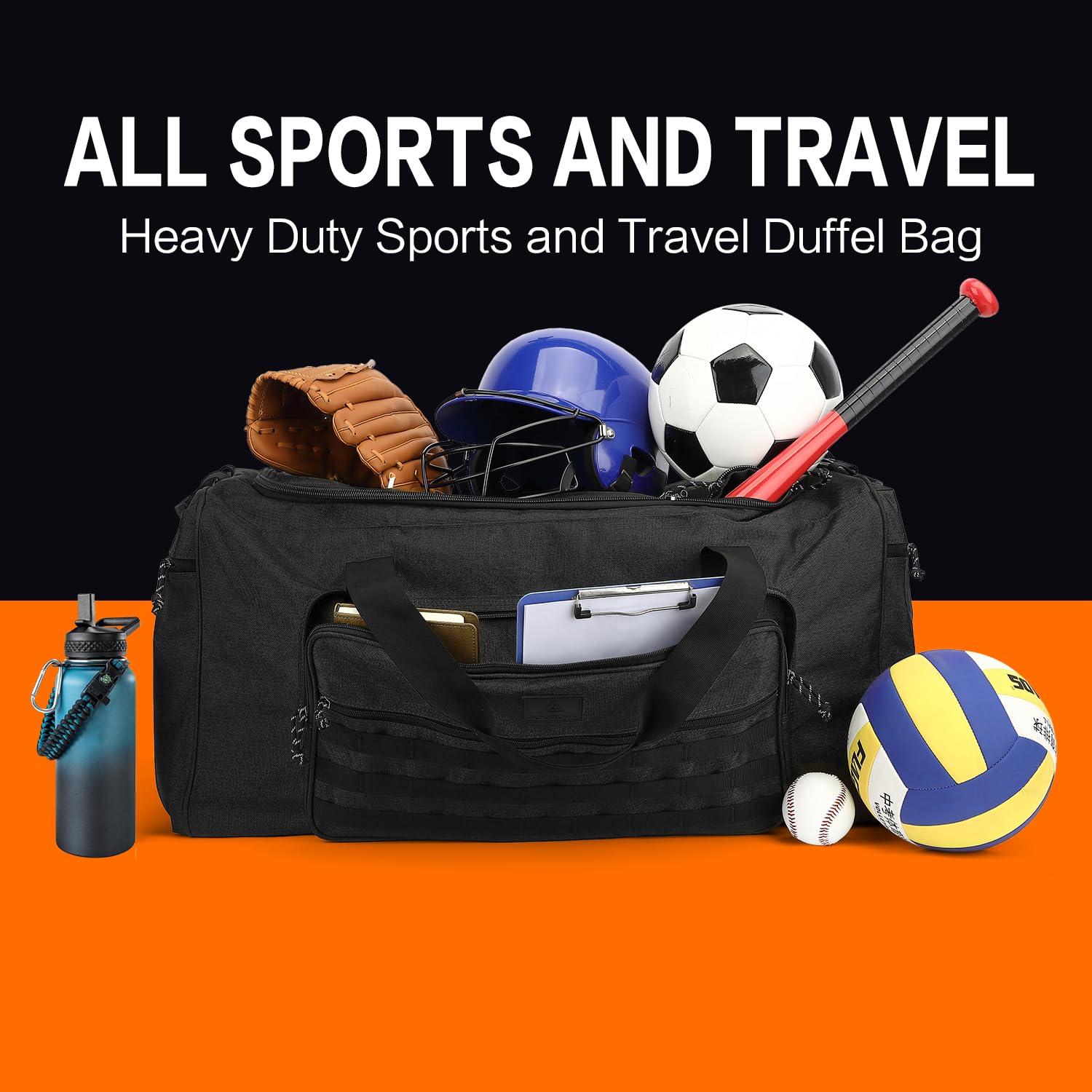 Bolsa de Deporte para Hombre y Mujer Grande 115L Bolsas Viaje Táctica Extra Large Duffle Bag Bolsa Deporte Gimnasio, Boxeo, el Camping y los Militar Viajes, Negro
