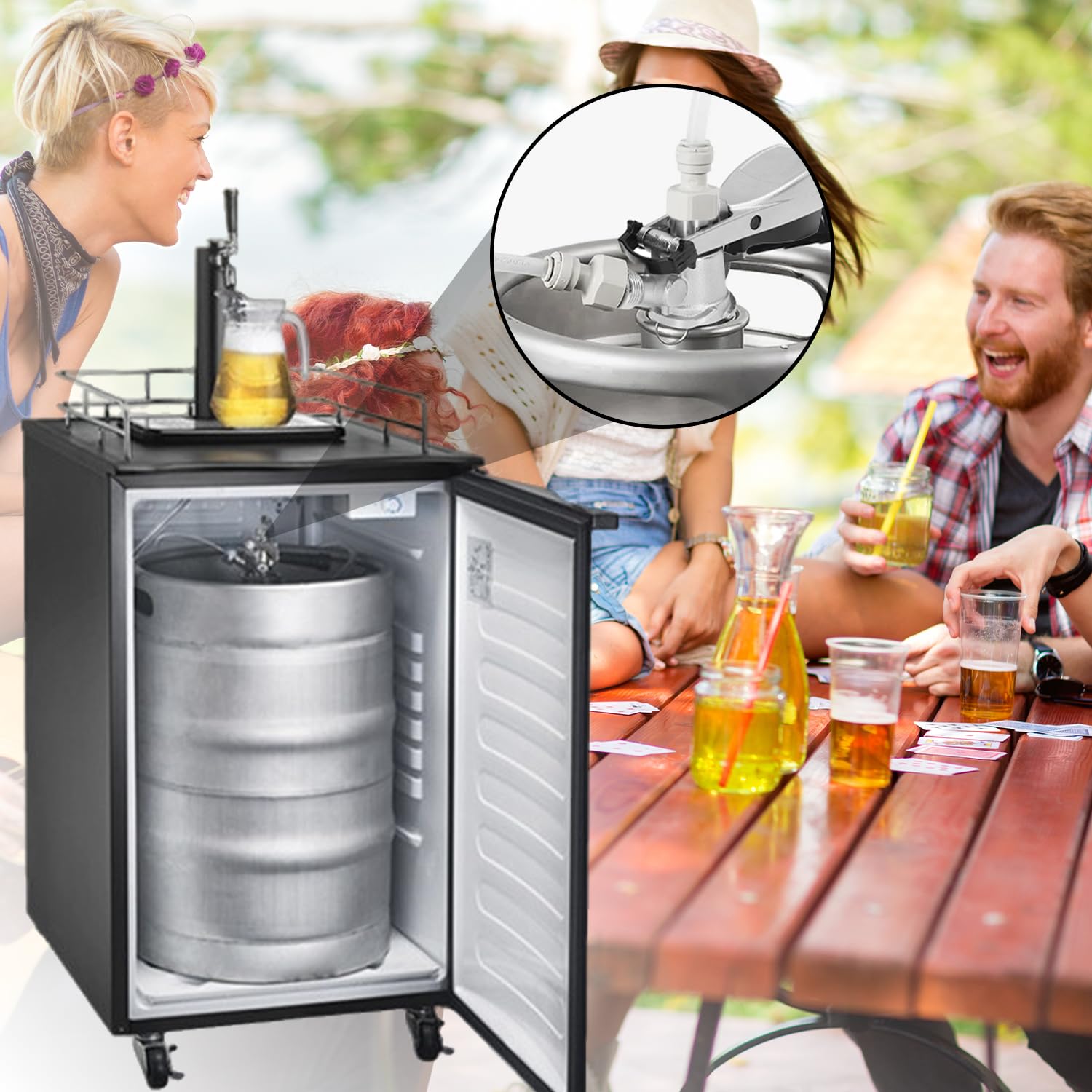 Tissting Kegverschluss Zapfkopf Typ S G5/8 Gewinde Keg Zapfkopf mit Überdruckventil, 304 Edelstahl Bier Bierfass Zapfanlage Flachkeg Bierzapfköpfe für Heimbrausystem
