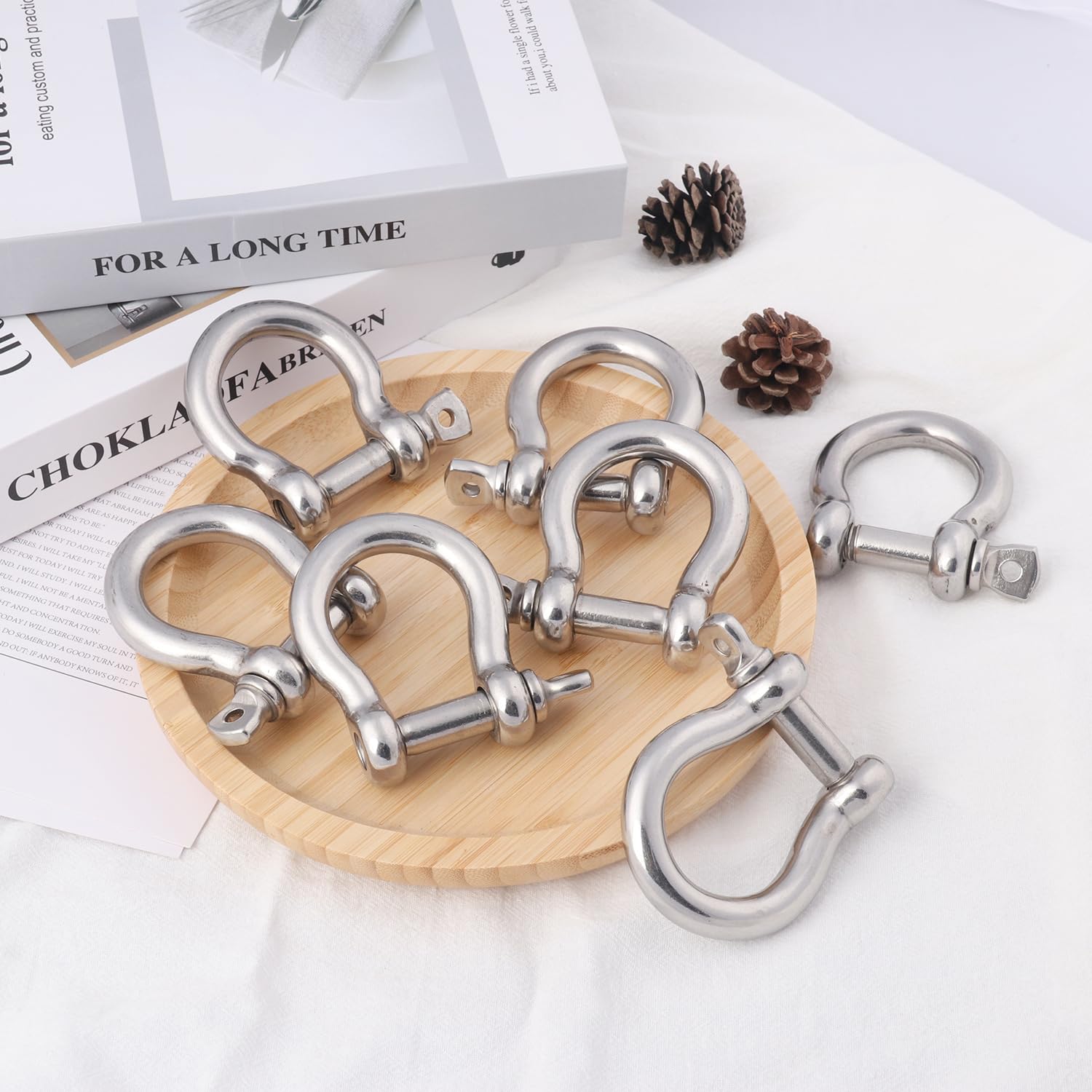 8 Packs 1/2 Inch 304 Stainless Steel D Ring Shackles Set for Outdoor Adventure, Traction Steel Wire and Heavy Duty Construction, Bow Shape, Anchor Shackles 12 mm, by GENHAKON - Image 4