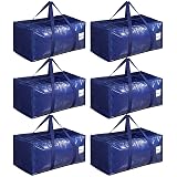 Dntorx 6 Pack Moving Bags, 93L Storage bags with Lids for Home & Dorm, Blue 6 Pack Blue-90l