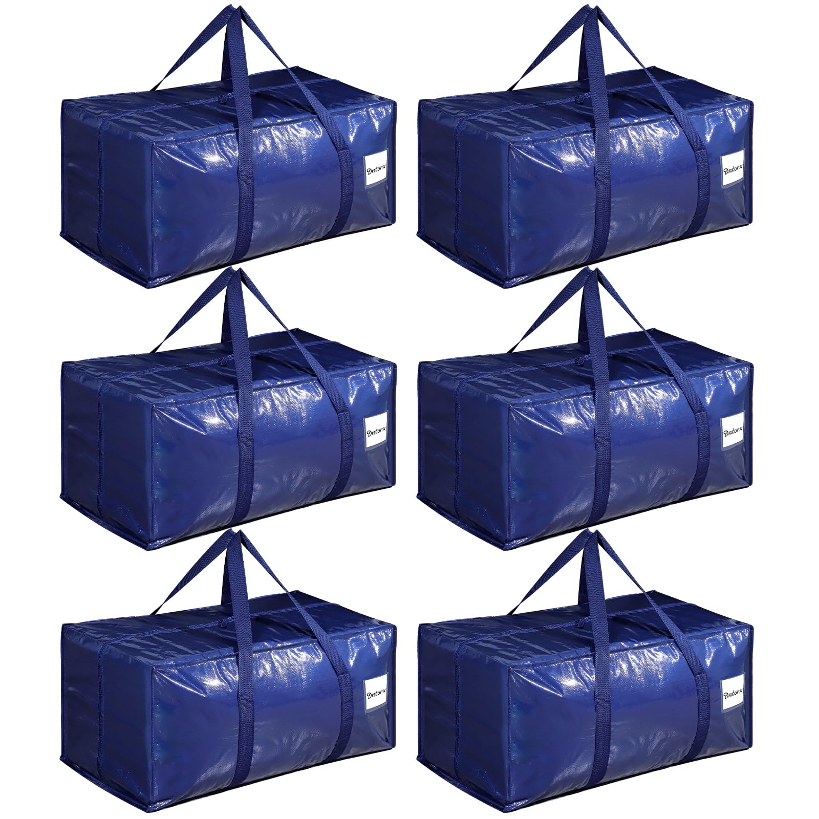 Dntorx 6 Stück 90L Aufbewahrungstasche, Heavy-Duty Umzugstaschen Umzugskartons Große mit Reißverschluss Griff Faltbar Aufbewahrungsbox für Umzug Camping Bettwäsche Kleidung Aufbewahrung (Blau)