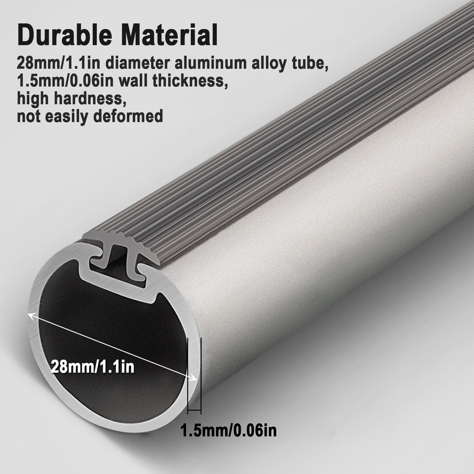 Bastone Tenda, Silenziose Bastone per Tenda, Doppia Guida in Acciaio Inox