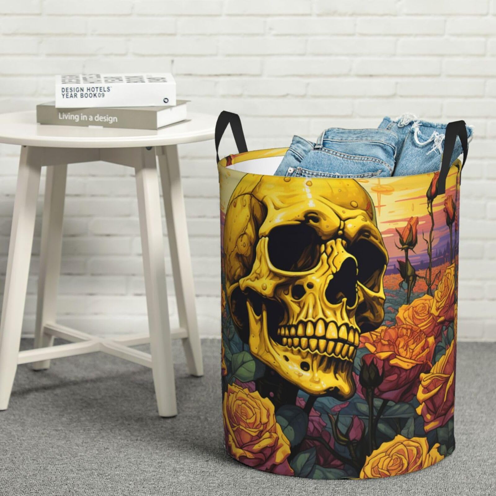 Panier à linge autonome pliable et imperméable grand format tête de mort