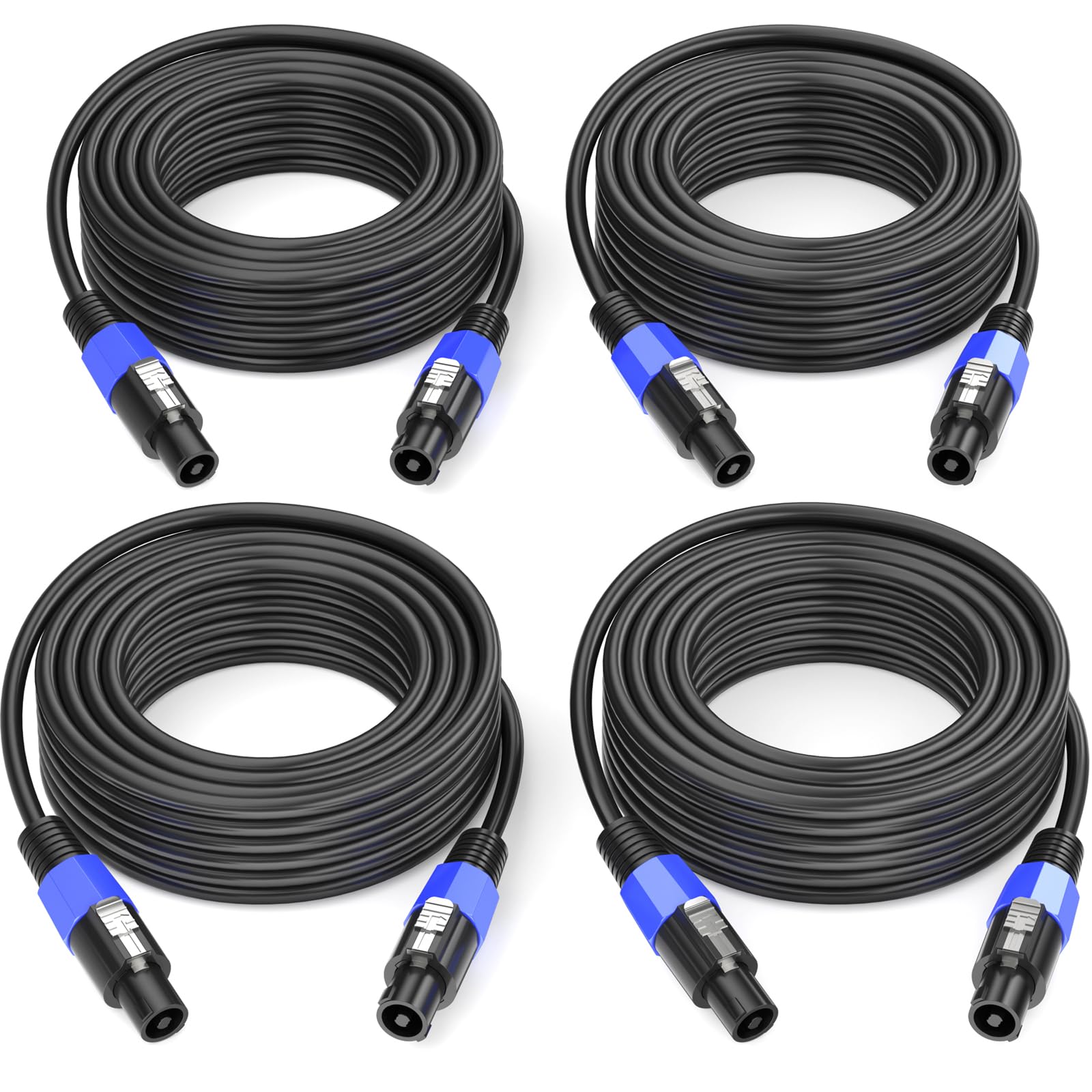 30M 4pack Speakon Cavi per Casse Altoparlanti M-M con Twist Lock per Amplificatore Audio 15 Guage Cavo DJ/PA per l'audio Pesante