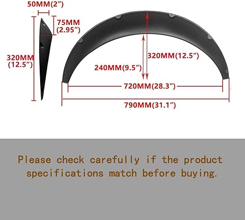 Vista 16 de BLACKHORSE-RACING Juego de 4 guardabarros universales de 2.25 pulgadas y 2.5 pulgadas, 4 unidades de 30.709 in + 33.071 in