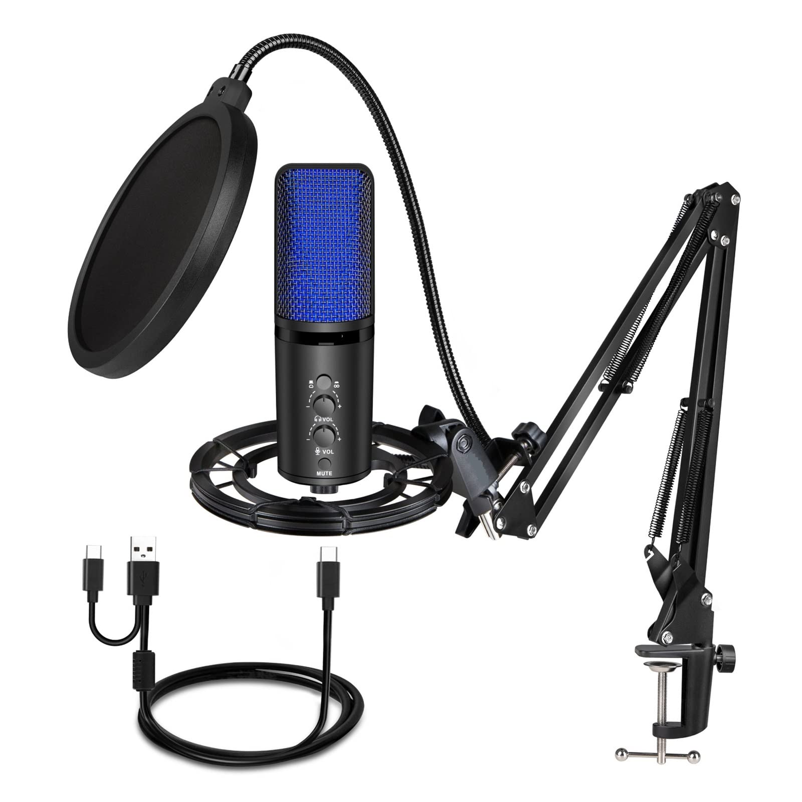 Microphone USB pour ordinateur éliminant les bruits pour podcast