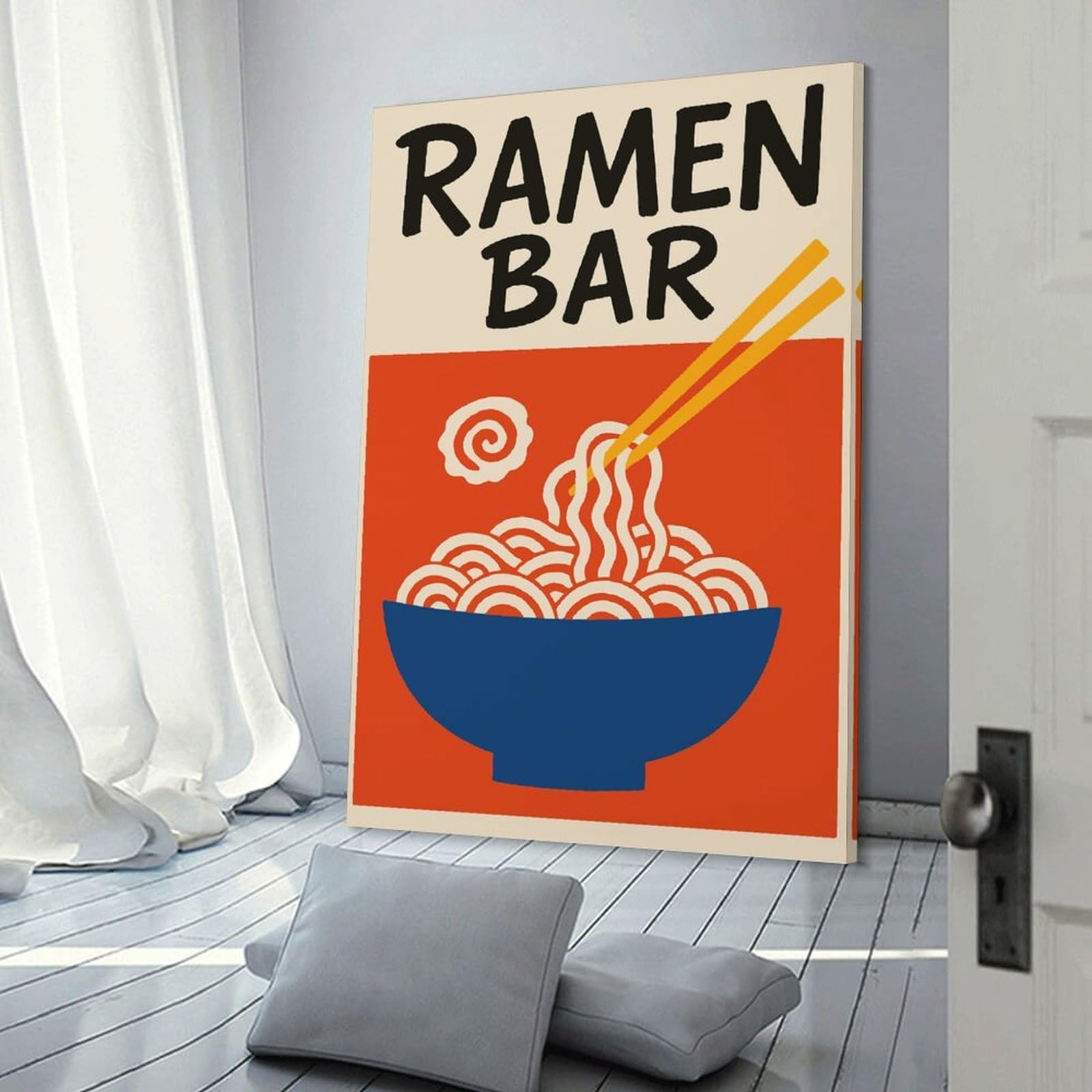 Junmoney Room Decor Wall Art Ramen Bar Illustration, 24x36inch(60x90cm), for Home Lounge, Bedroom Or Reading Nook, Eye Catching Artwork for Blank Walls