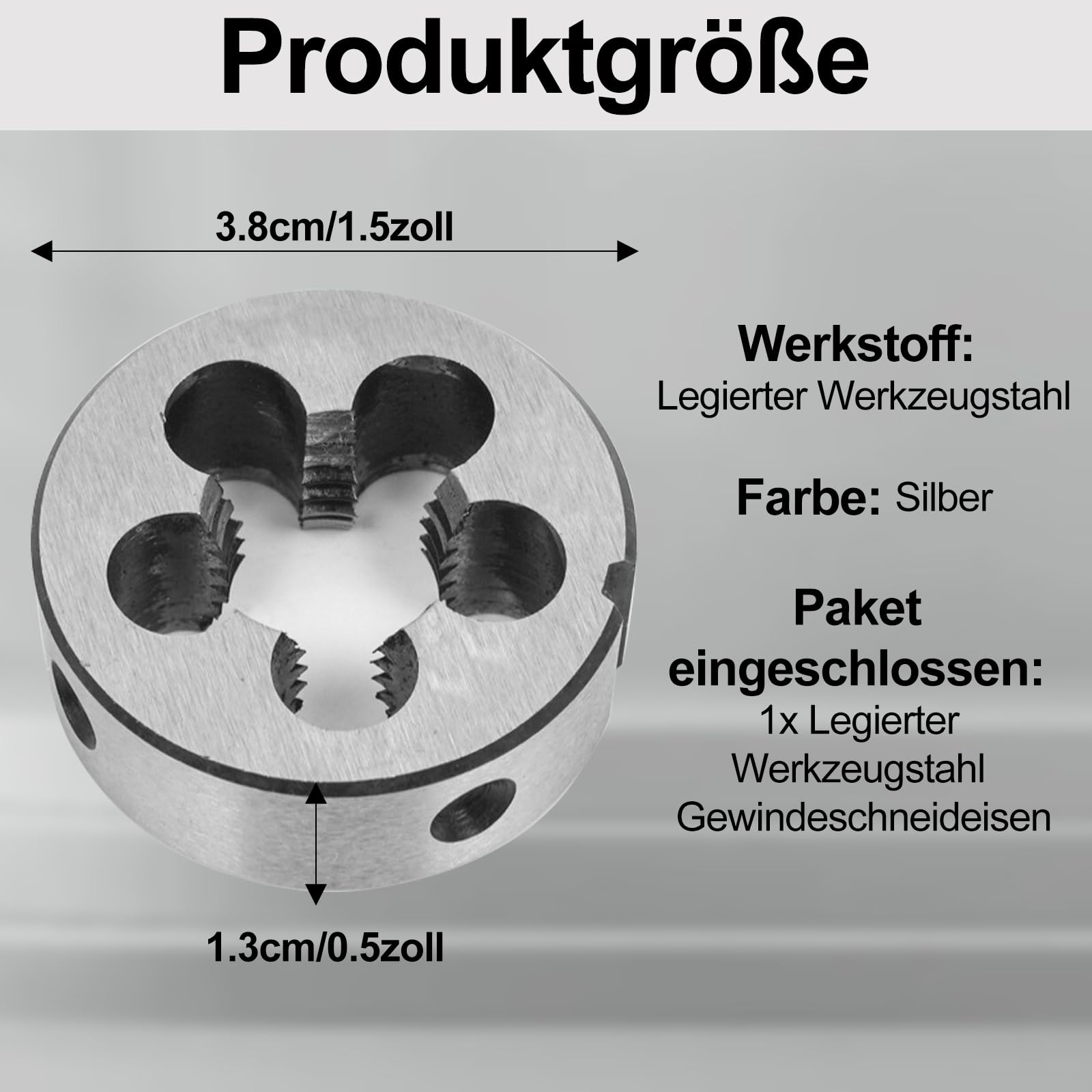 1 Stück Rechtsgewinde Gewindeschneideisen, M14 x 1.5 mm Metrisch Gewindeschneideisen, Legierter Werkzeugstahl Feingewinde Schneider, Präzisions Beidseitigem Schälanschnitt Rundes Maschinen