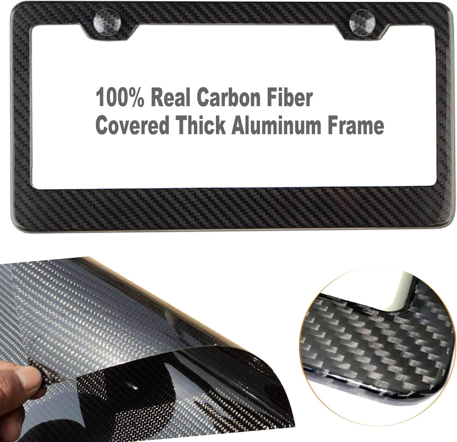 2PCS License Plate Frames Compatible with BMW M 3 5 7 X1 X3 M3 M5 X1 X5 X6 Series(Carbon Fibre)