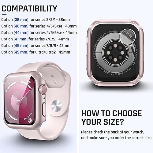 Miniatura 2 de Goton Funda impermeable para Apple Watch de 1.614 pulgadas Series 9, 8, 7 con protector de pantalla de vidrio templado, iWatch de protección