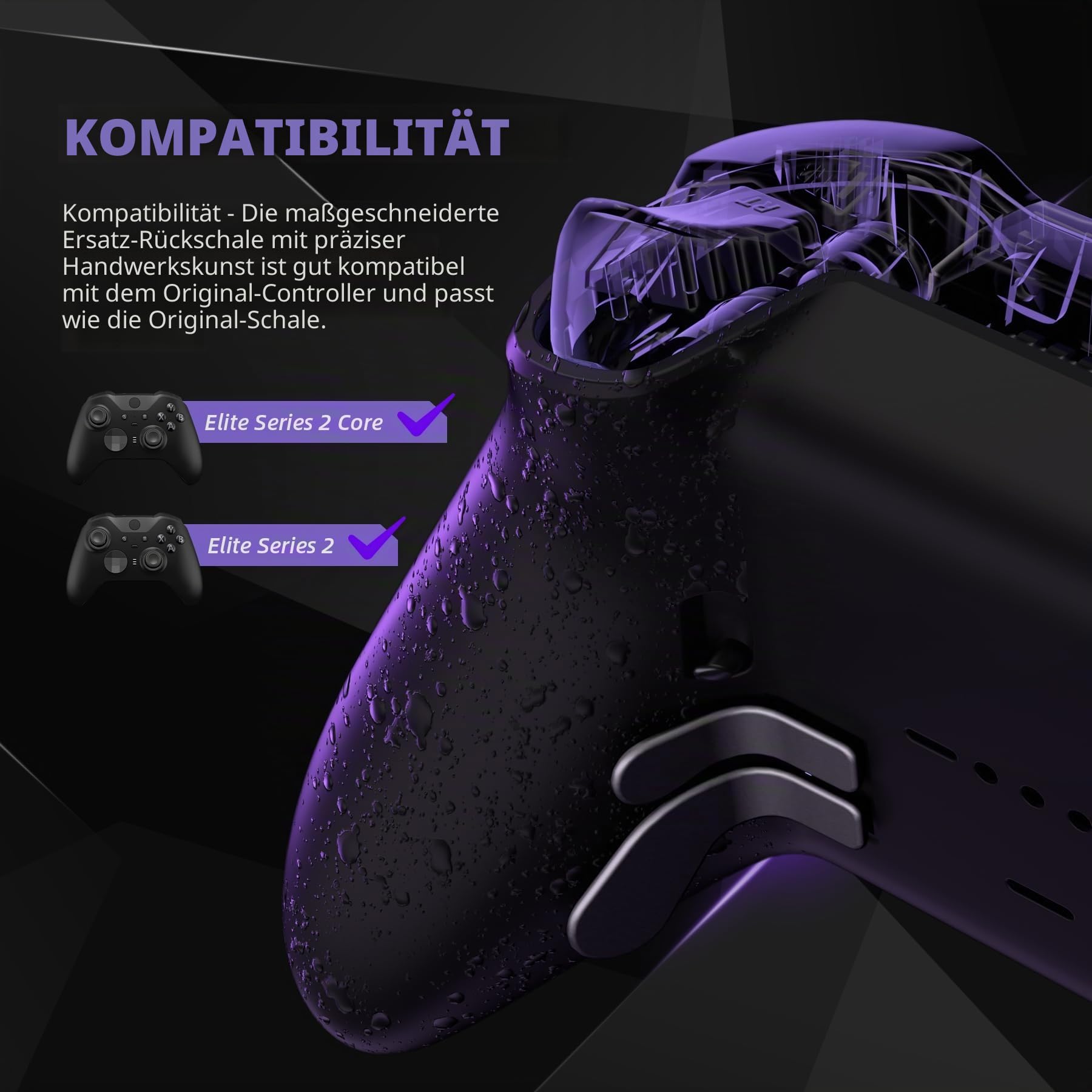 eXtremeRate Rückgehäuse Case für Xbox Elite Series 2/Series 2-Core Controller, DIY-Ersatz Abdeckung Back Shell Cover Set für Xbox Elite V3 Controller Model 1797–Texturiert Schwarz