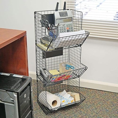 Miniatura 2 de Estante de almacenamiento de metal de tres niveles - Estantes montados para la organización del hogar y la oficina