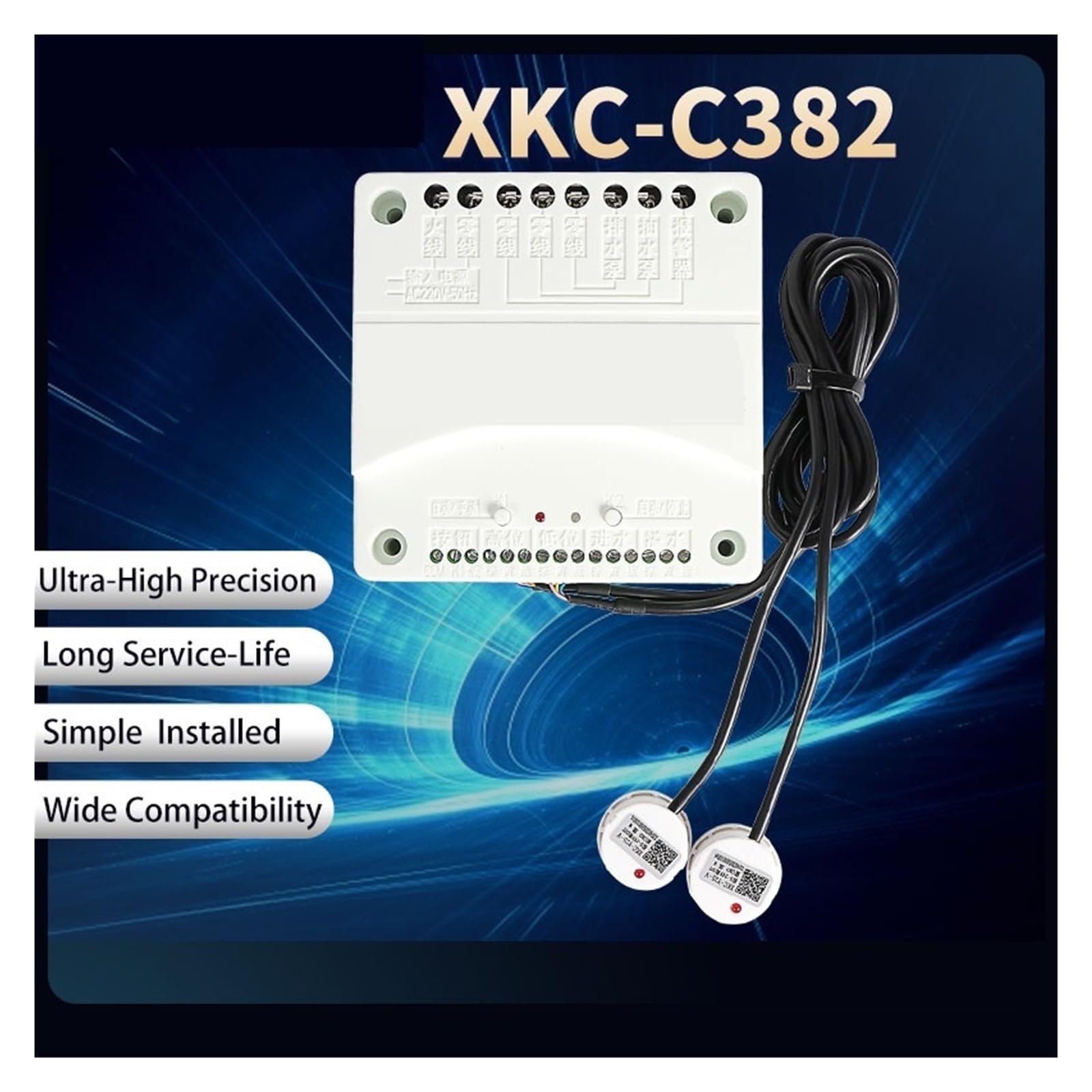 Capteur de Niveau d'eau Contrôleur de niveau d'alimentation et de drainage automatique en eau XKC-C382 Capteur de niveau d'eau Capteur de niveau sans contact Capteur de niveau d'eau(XKC-C382-3P Overfl