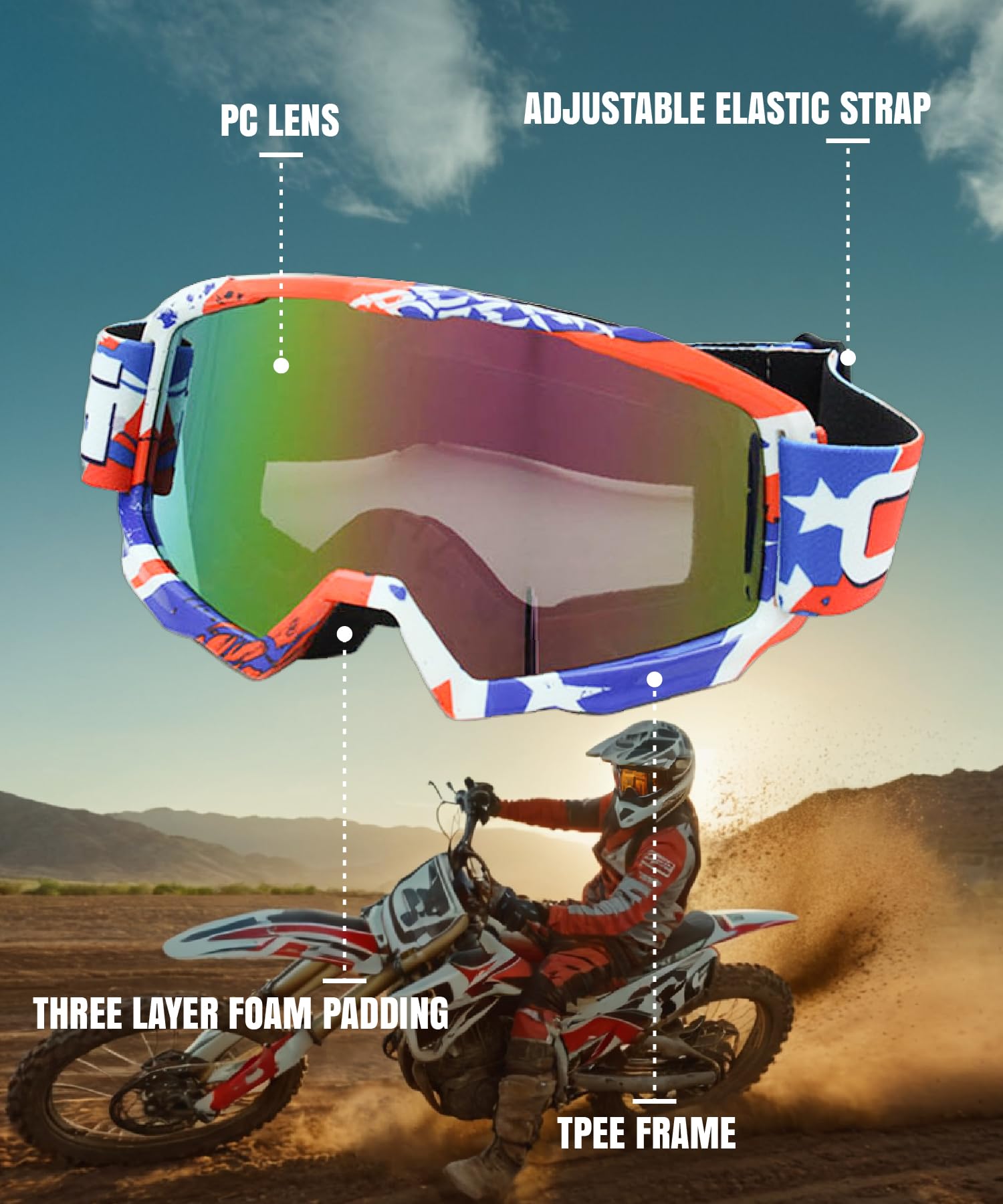 CRG Sports T815-189 - Gafas de ciclismo para motocross, todoterreno