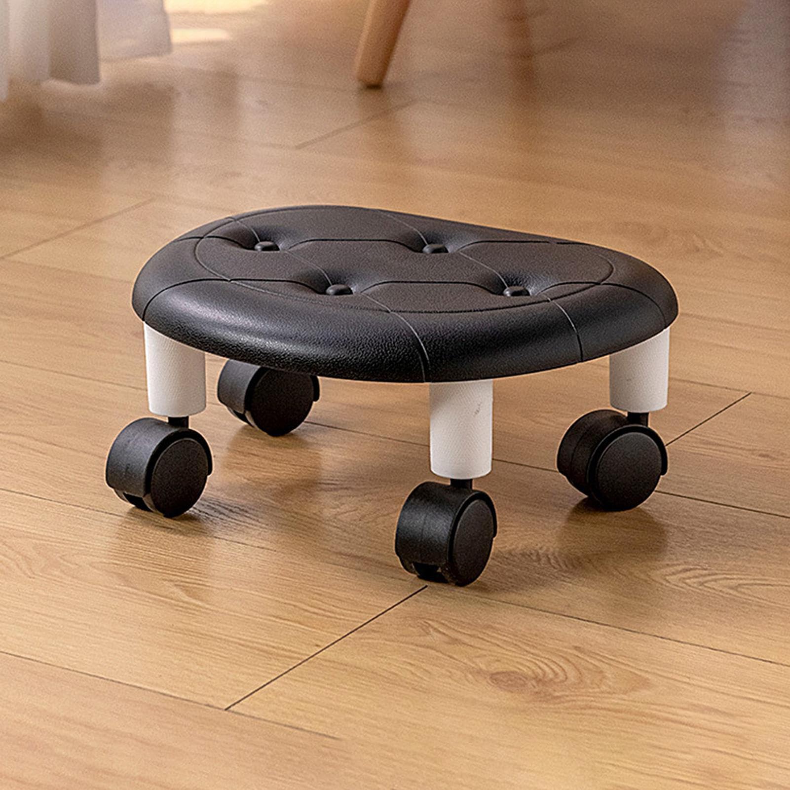 Genérico Taburete bajo con Ruedas - Asiento de con Rueda de polea Giratorio de 360 Grados | Silla giratoria con Ruedas, portátil para el hogar, salón de uñas, SPA, cojín Acolchado, Banco de tareas,