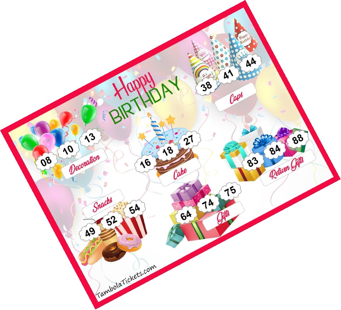 Birthday Props Theme tambola Tickets Bingo housie lotto (Printed on Hard Sheet, Big Size Tickets, 32 Cards) (B0CD7XDKQY) Amazon Price History, Amazon Price Tracker