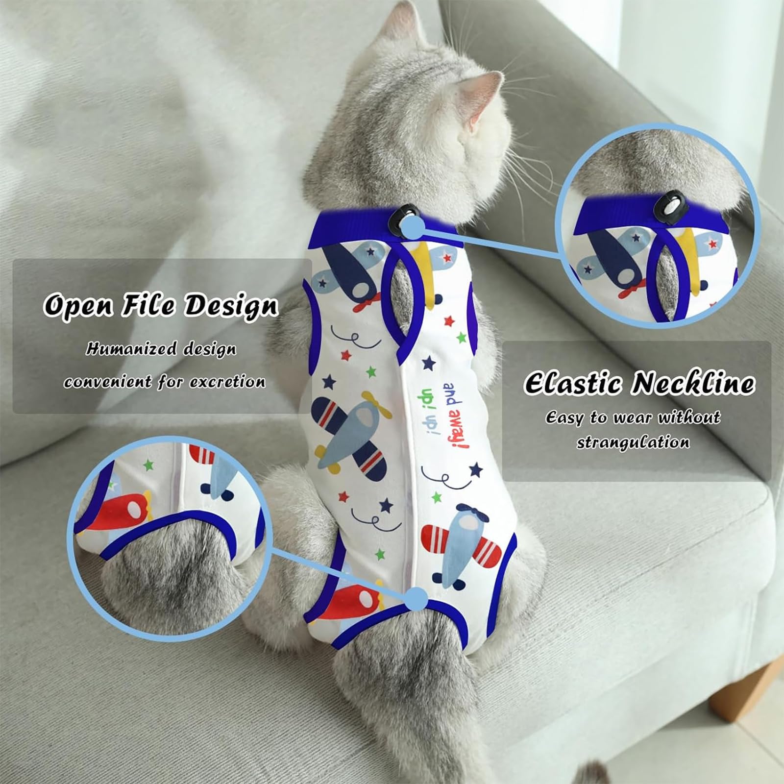 TRHDFW Cat Wound Surgery Recovery Suit for Abdominal Wounds or Skin Diseases After Surgery Wear, Pajama Suit - Image 3