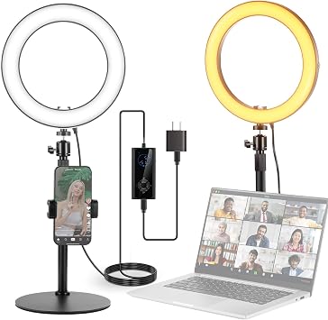 NEEWER 12 24W High Power Desk Ring Light with Stand/Phone Holder, LED Selfie Video Conference Lighting for iPhone Streaming Makeup Vlog Recording Laptop Computer Webcam Zoom Call Podcast, RH12B
