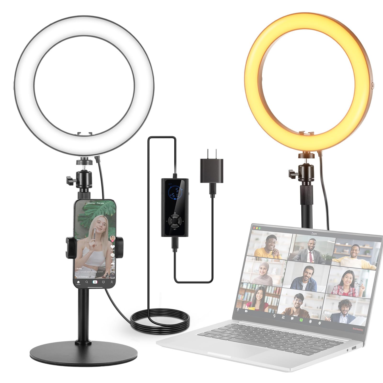 NEEWER 12" 24W High Power Desk Ring Light with Stand/Phone Holder, LED Selfie Video Conference Lighting for iPhone Streaming Makeup Vlog Recording
