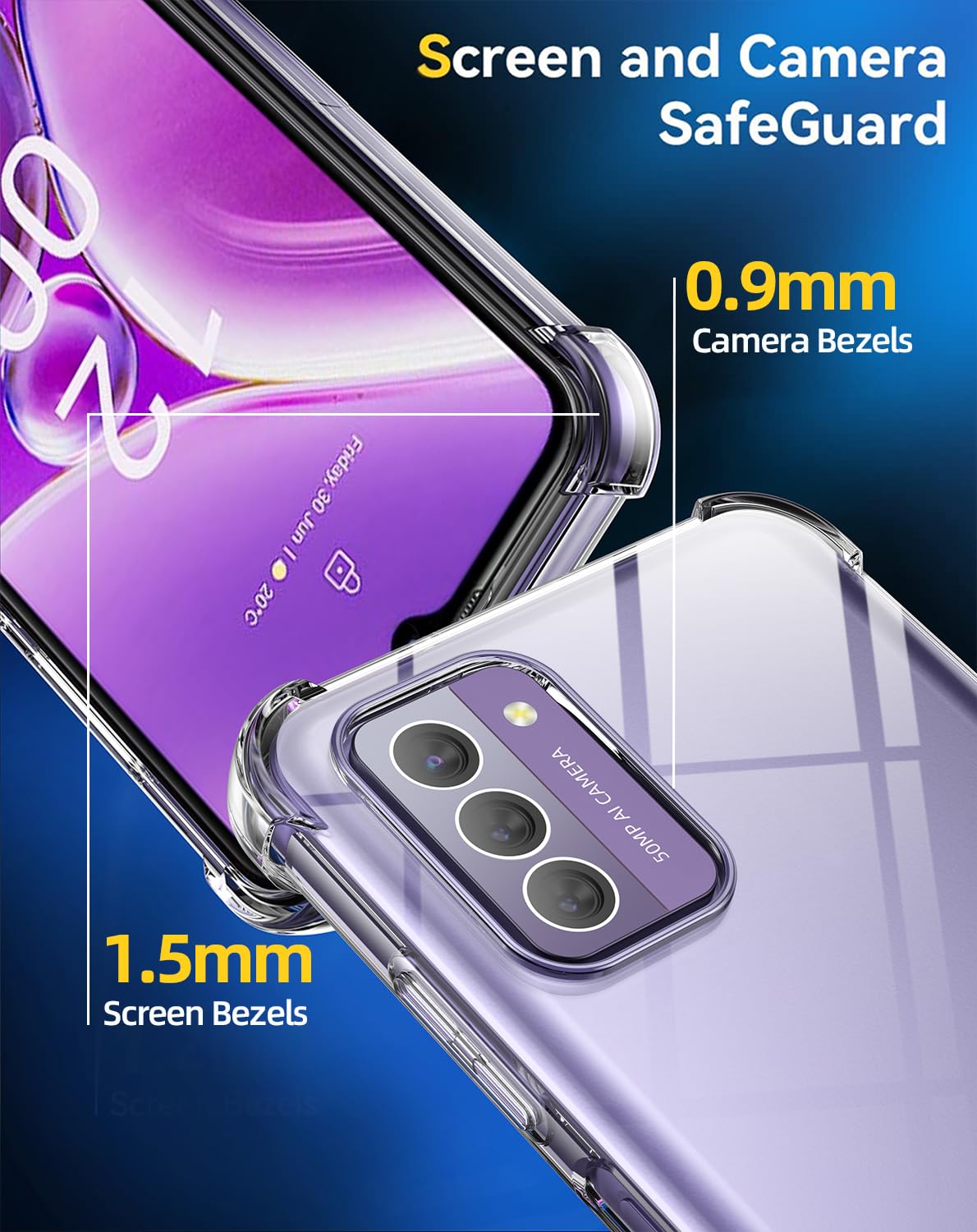 Anlxhj Custodia per Nokia G42 e pellicola protettiva in vetro temperato [2 pezzi] morbida protezione in silicone TPU, antiurto, trasparente per Nokia G42 5G, trasparente