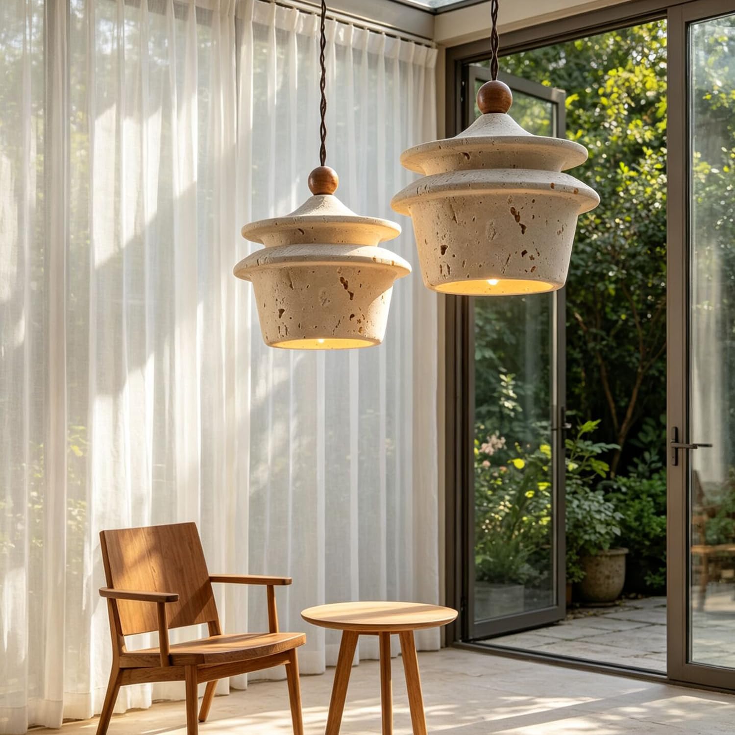 Kreatywna Lampa Wisząca Z Trawertynu Drewniana Sztuka Wisząca