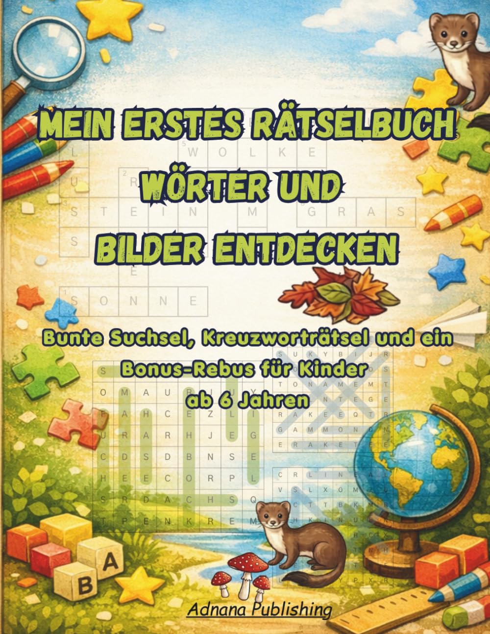 Mein erstes Rätselbuch Wörter und Bilder entdecken: Bunte Suchsel, Kreuzworträtsel und ein Bonus‑Rebus für Kinder ab 6 Jahren