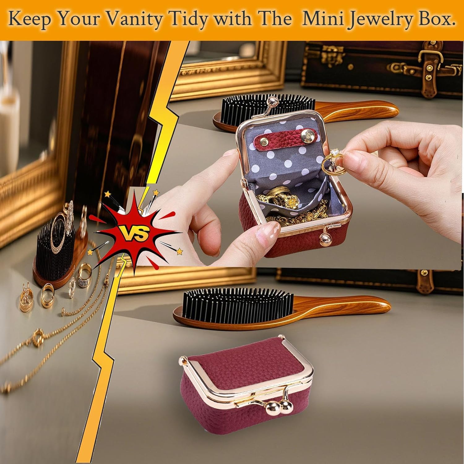 Mini portagioie in vera pelle, portatile, di ispirazione vintage, portamonete in vera pelle, con chiusura a bacio, mini scatola da viaggio per anelli, orecchini, anelli, collane, bracciali (blu