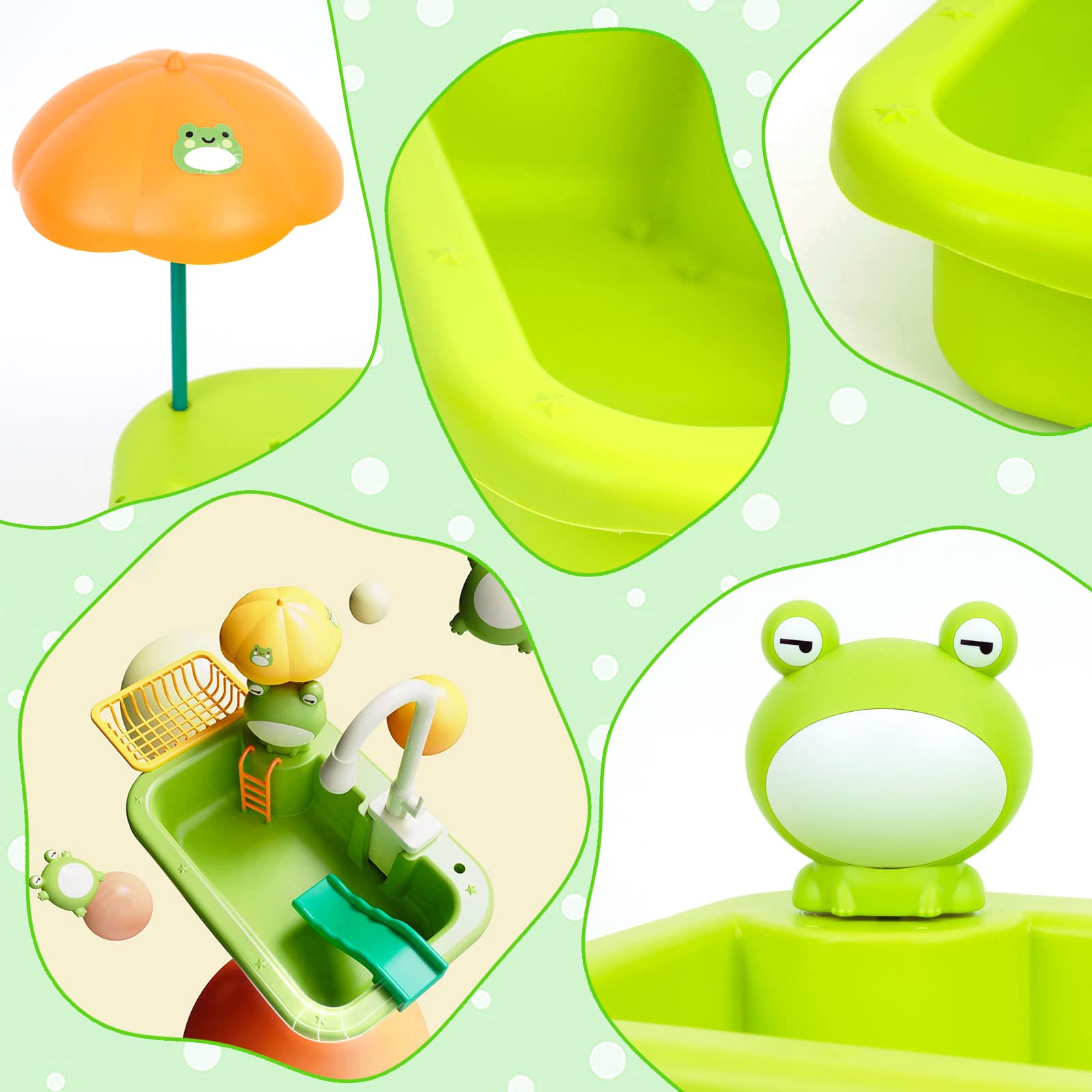 Set di Giocattoli per Lavello da Cucina 2 in 1,Cucina Giocattolo per Bambini con Gioco di Pesca e Accessori da Cucina, Giochi Acqua Bambini con Rubinetto Girevole a 90° per Ragazzi Ragazze dai 3 anni