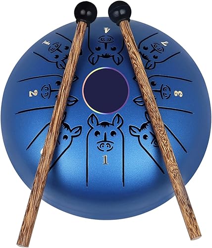 Mini tambor de lengua de acero de 5.5 pulgadas, 8 notas C, tambor de mano de tecla C, tambor de tanque con patrón del zodiaco chino, instrumento de