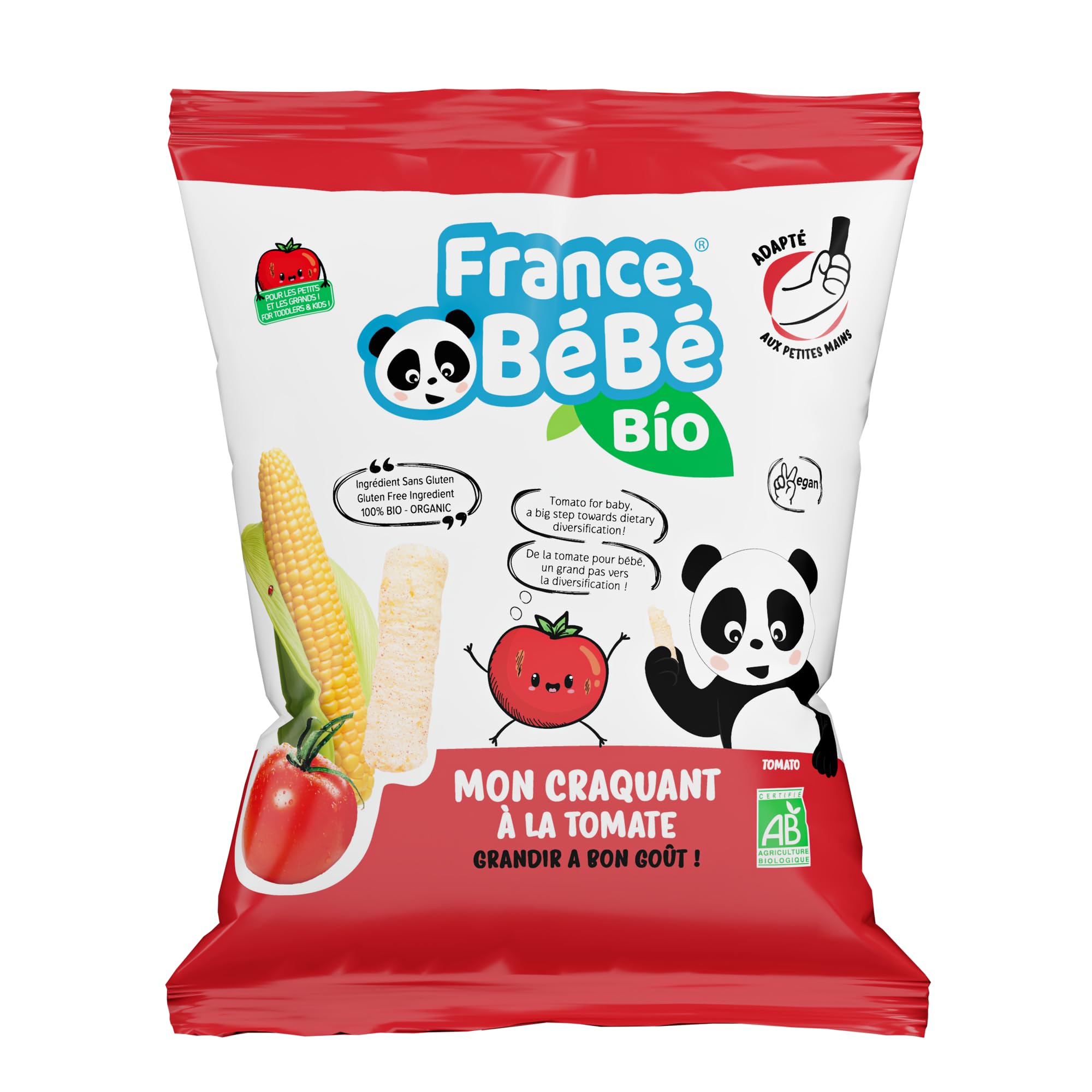 FRANCE BéBé BIO - Pack Biscuits de maïs soufflé BIO - Nature Tomate Carotte Cacahuète - Lot 18 sachets de 20g