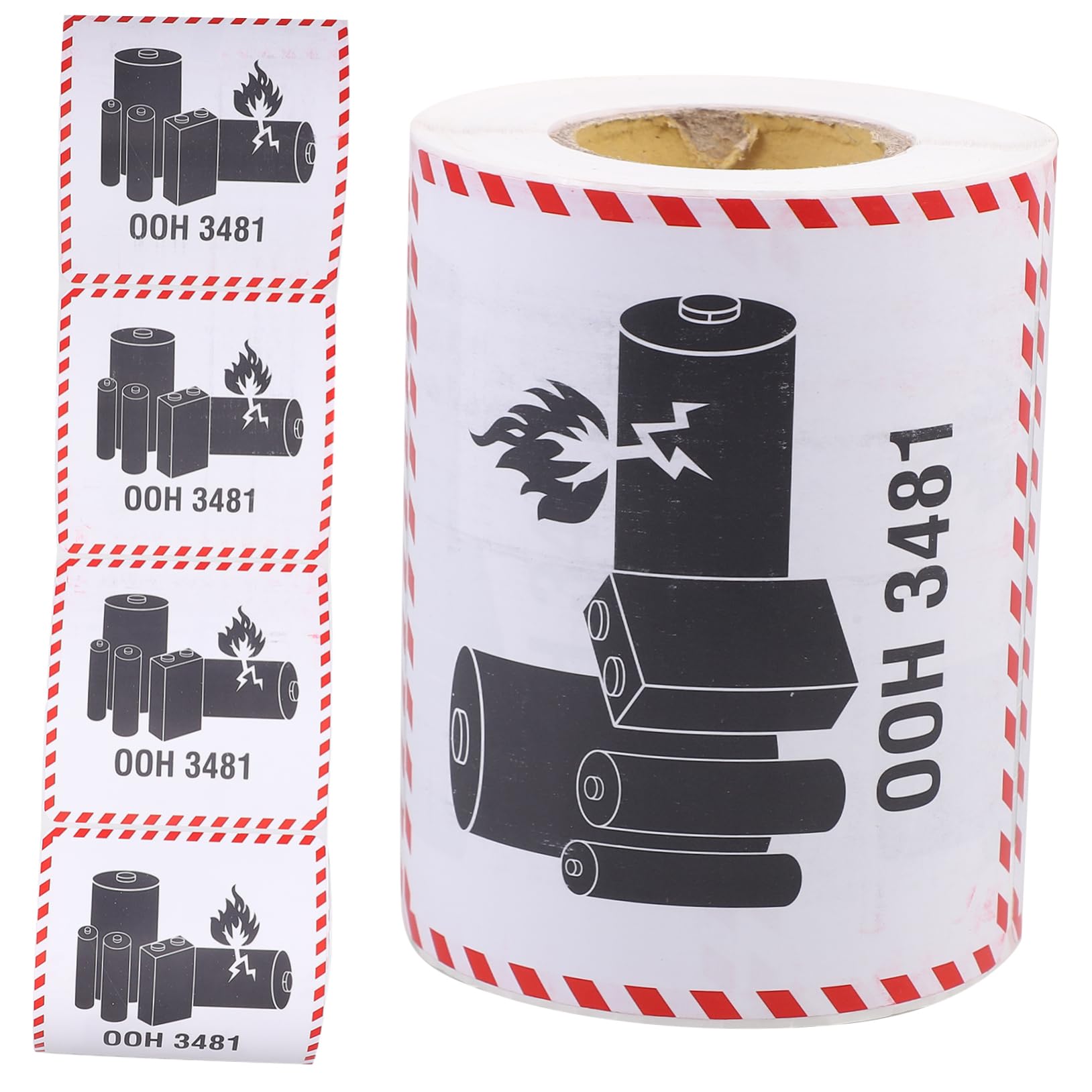 OHPHCALL 300ct Lithium Battery Caution Stickers Un3481 Labels Shipping Warning for Logistics