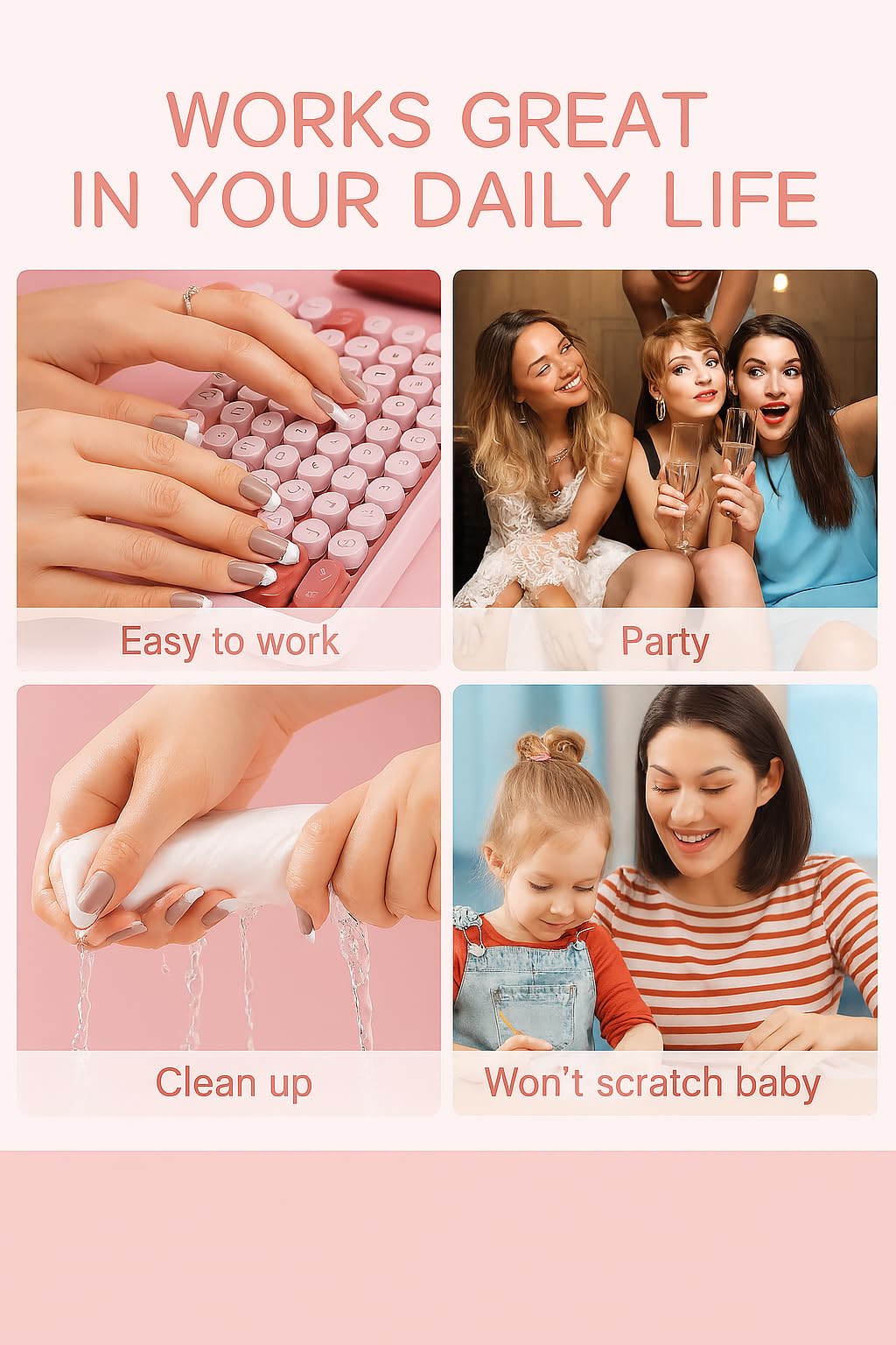 Coslifestore Press On Nails Pack of 96 | French Gel Nail Tips 4